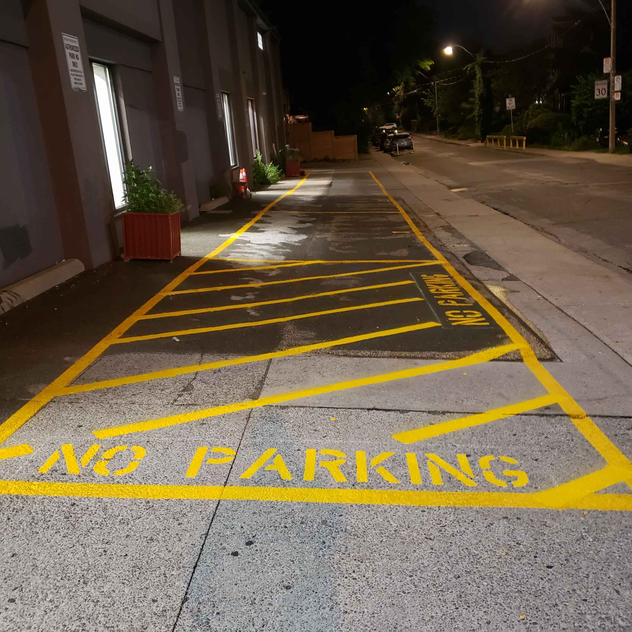 Parking Lot with Clear Line Markings