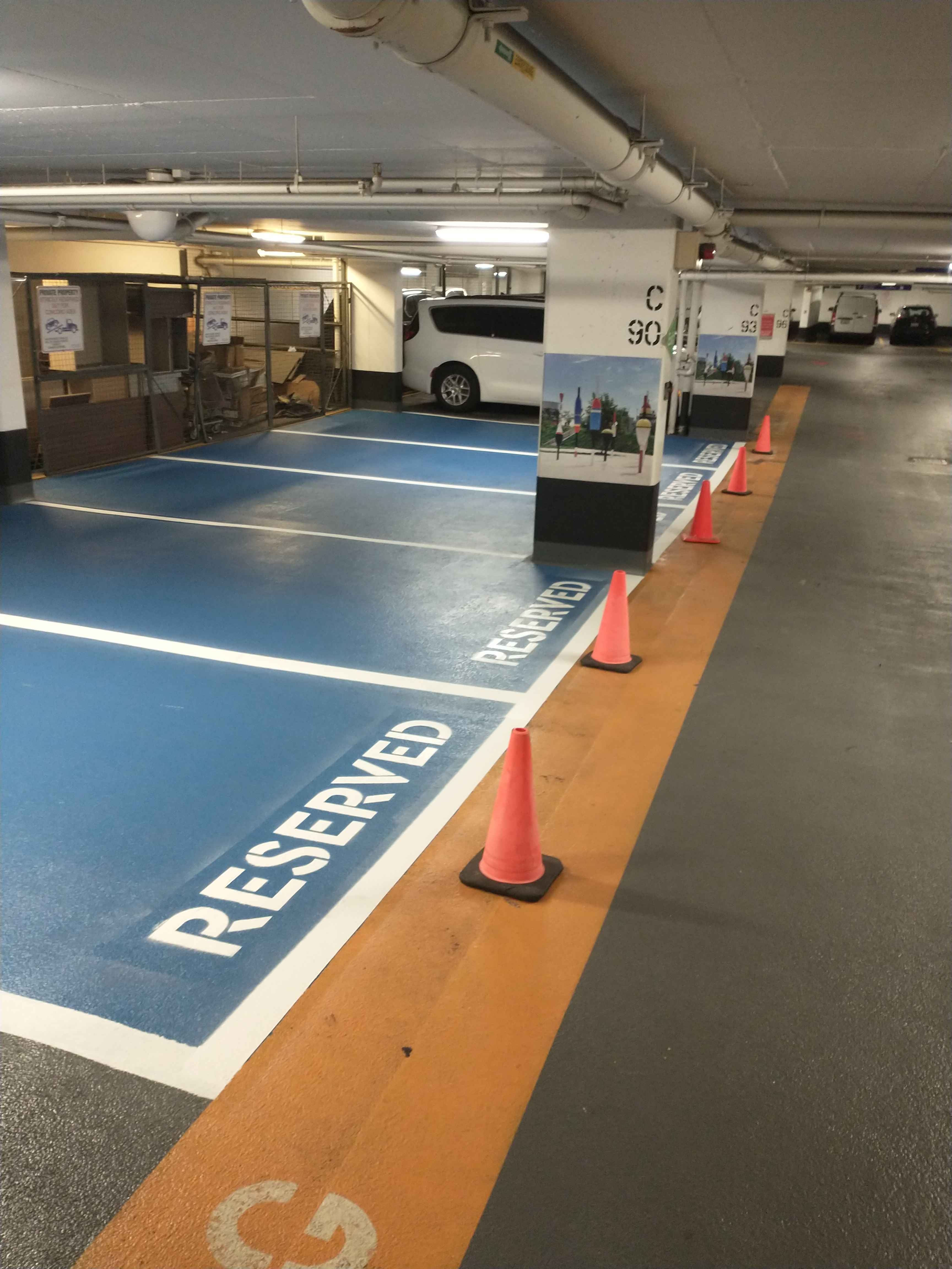 Pavement Marking in a Large Parking Lot