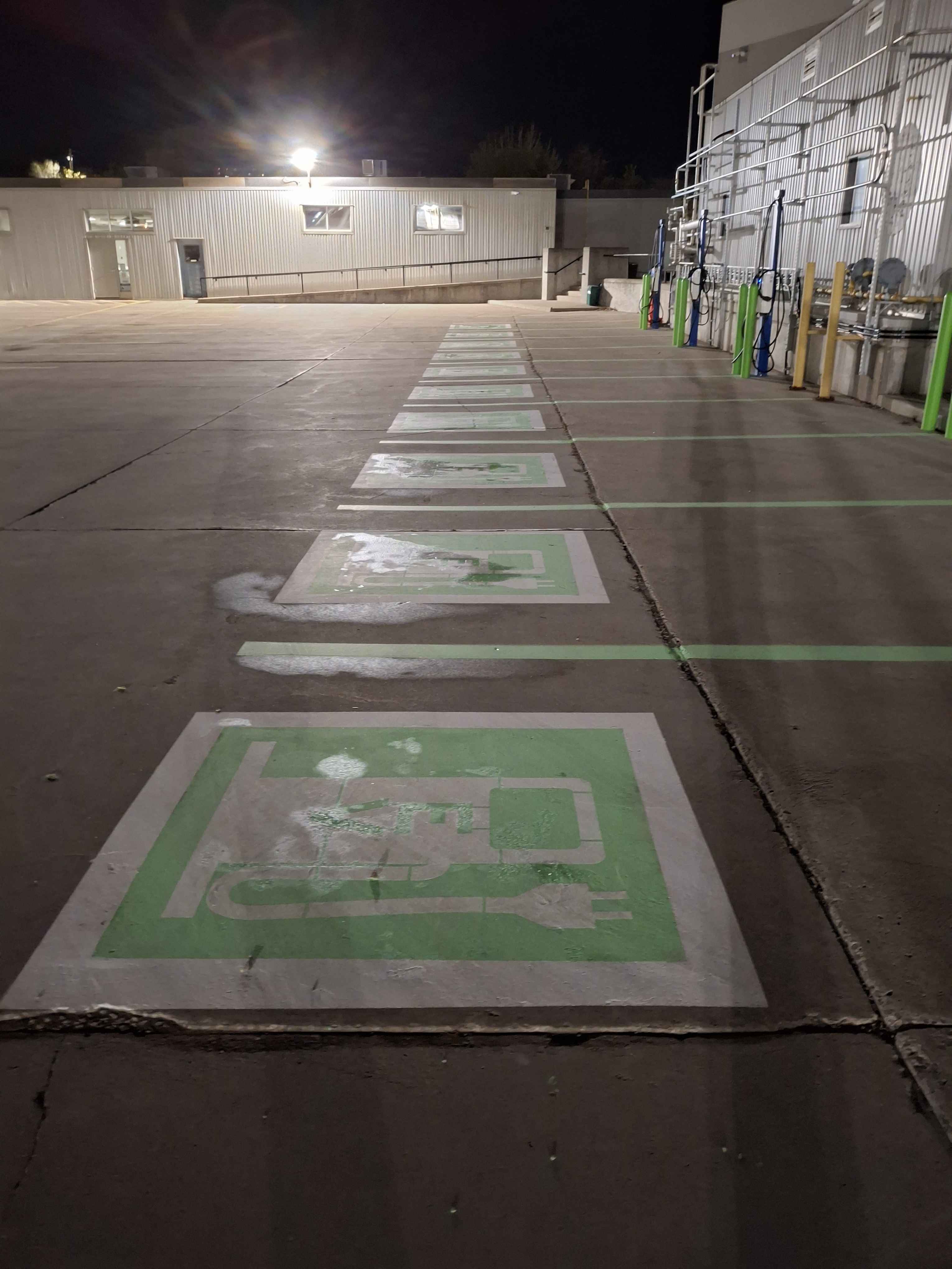 Parking lot with clear line markings