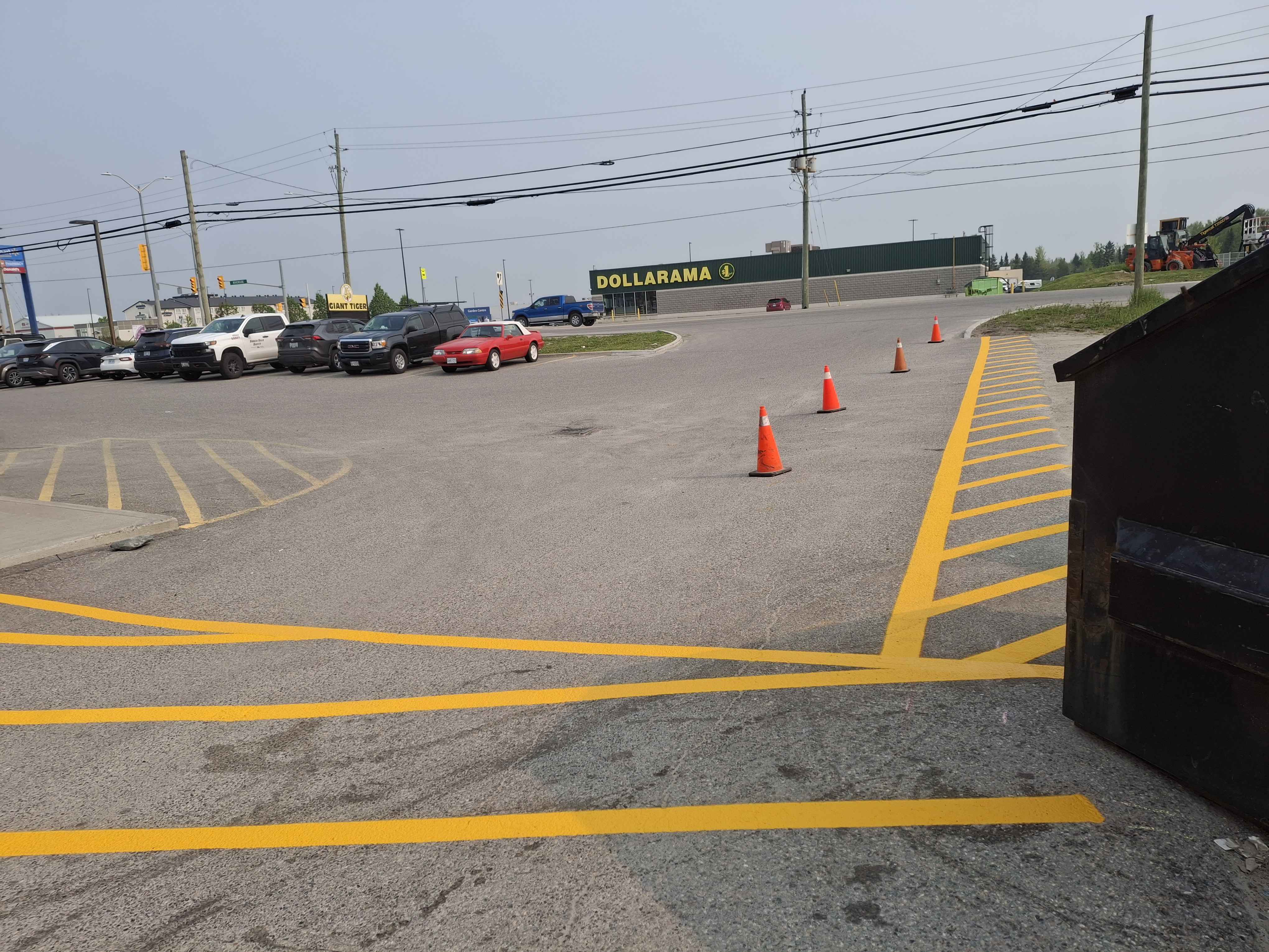 Clear parking lot line markings